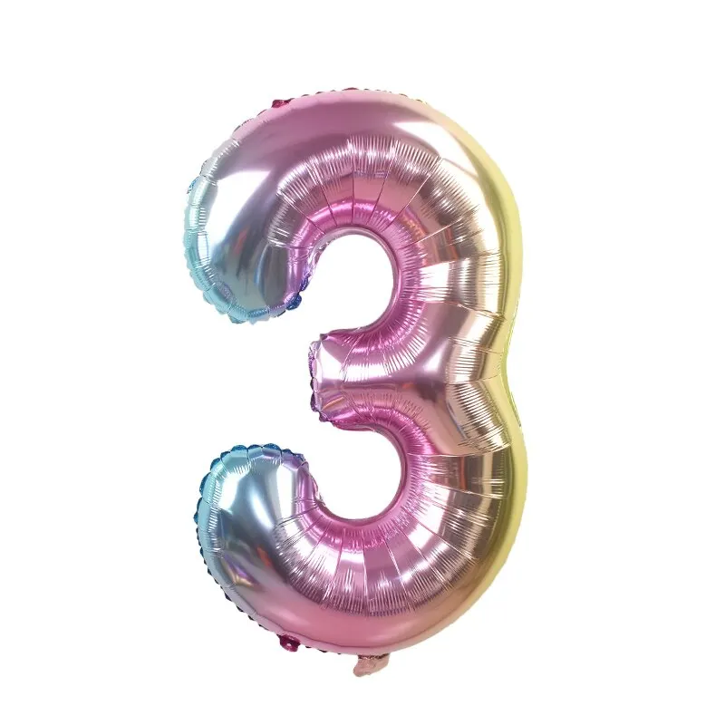 32inch Iridescent Rainbow Color Number Foil Balloons Birthday Wedding Party Decoration Digital Balloon Number Air Ballon Globos