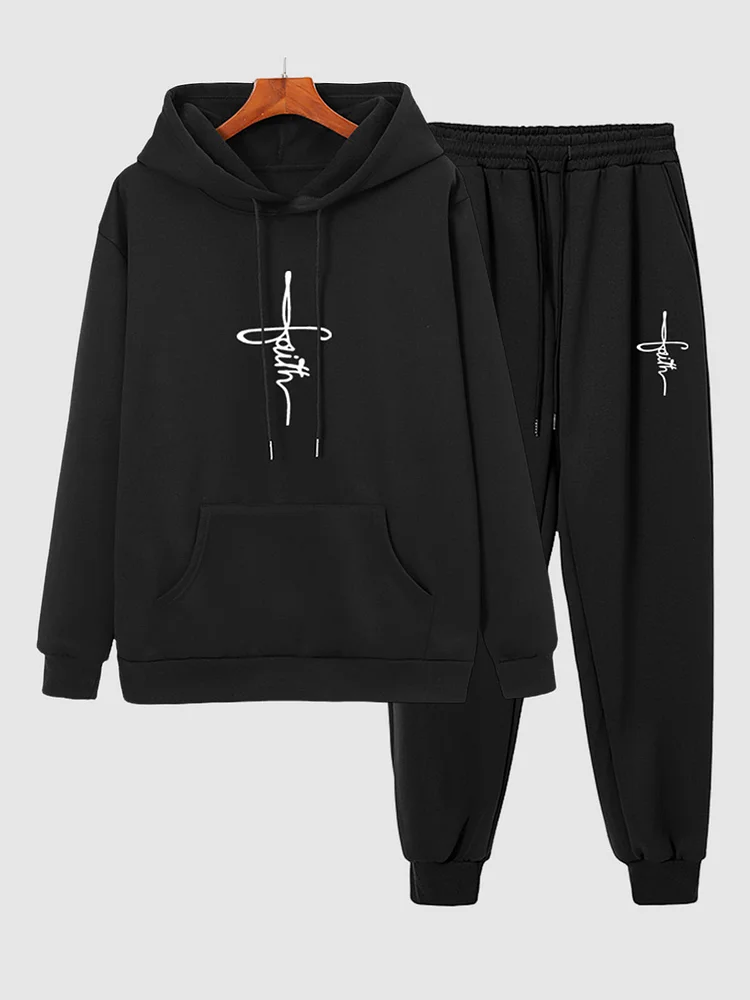 Men's Letter Print Sweatshirt and Pants Set
