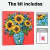 Sunflower Button Picture Art DIY Kit 30x30cm with Frame DIY Button Painting