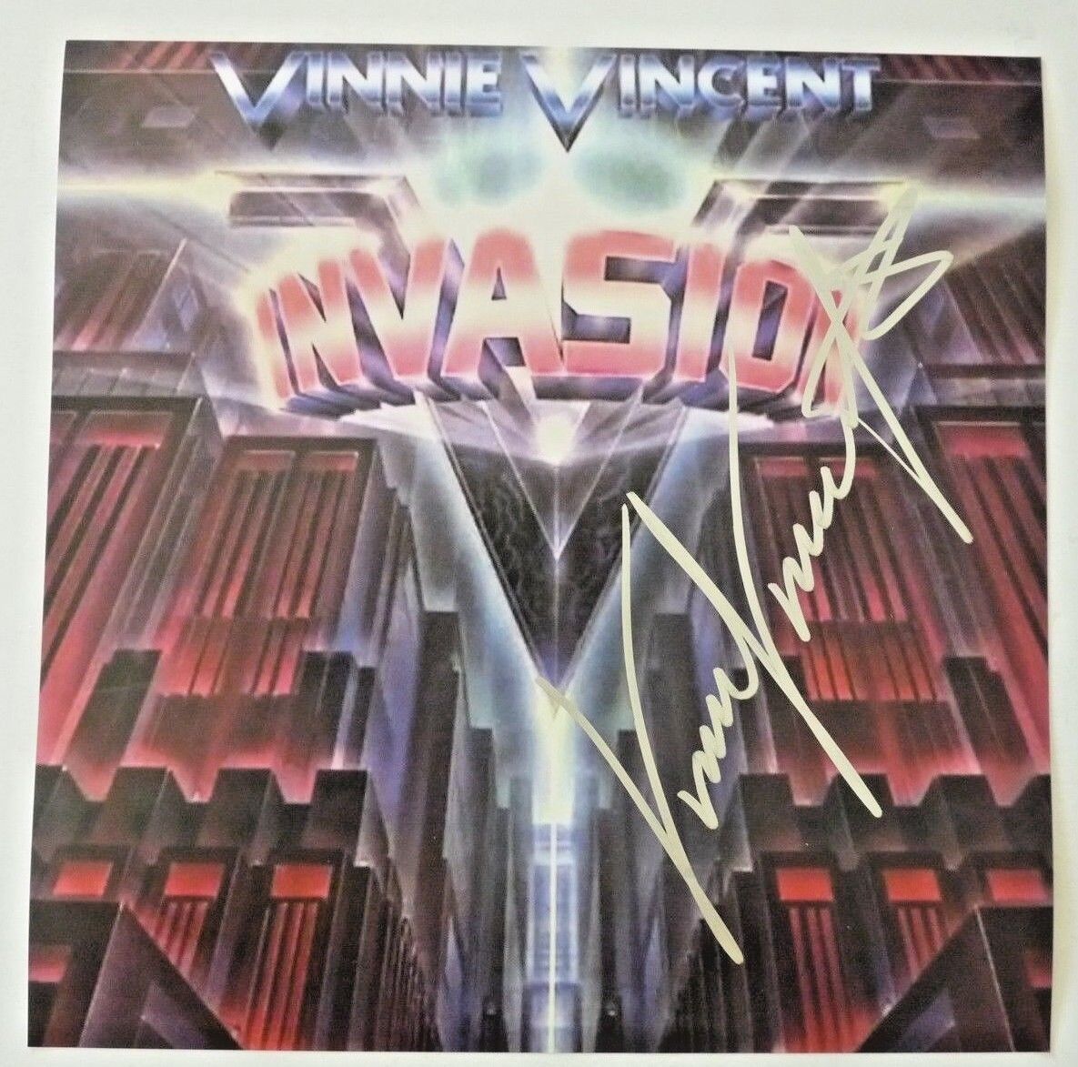 Vinnie Vincent KISS Autographed Signed 12x12 LP Photo Poster painting PSA BAS Guaranteed #4