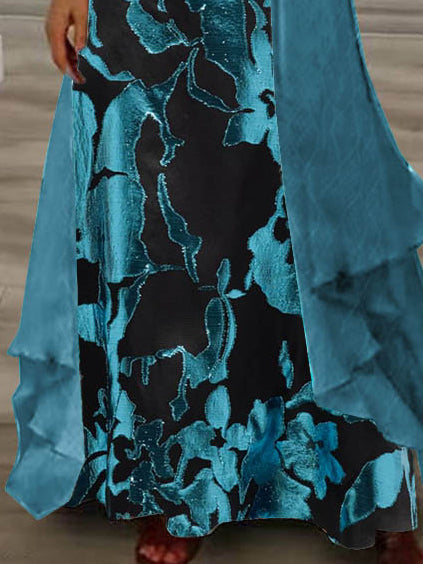 Women Half Sleeve V-neck Solid Color Dress