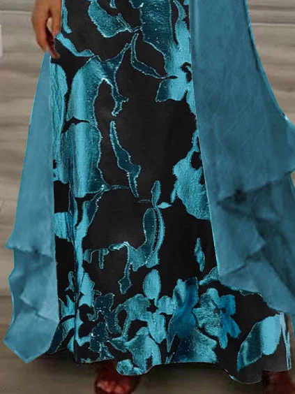 Women Half Sleeve V-neck Solid Color Dress