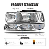 ADCARLIGHTS Headlight Assembly for 1999 2000 2001 2002 Chevy Silverado 1500 2500/1500HD 2500HD 3500/2000-2006 Tahoe/Suburban Chrome Housing with Clear Reflector