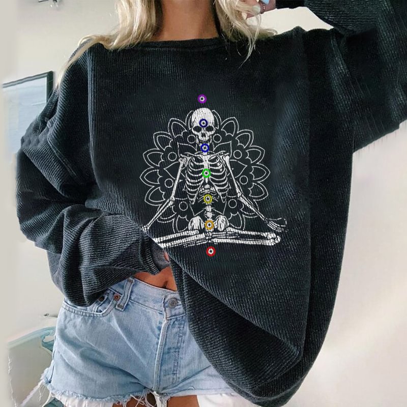 Minnieskull Namaste Skull Women's Pullover Sweatshirt - Minnieskull
