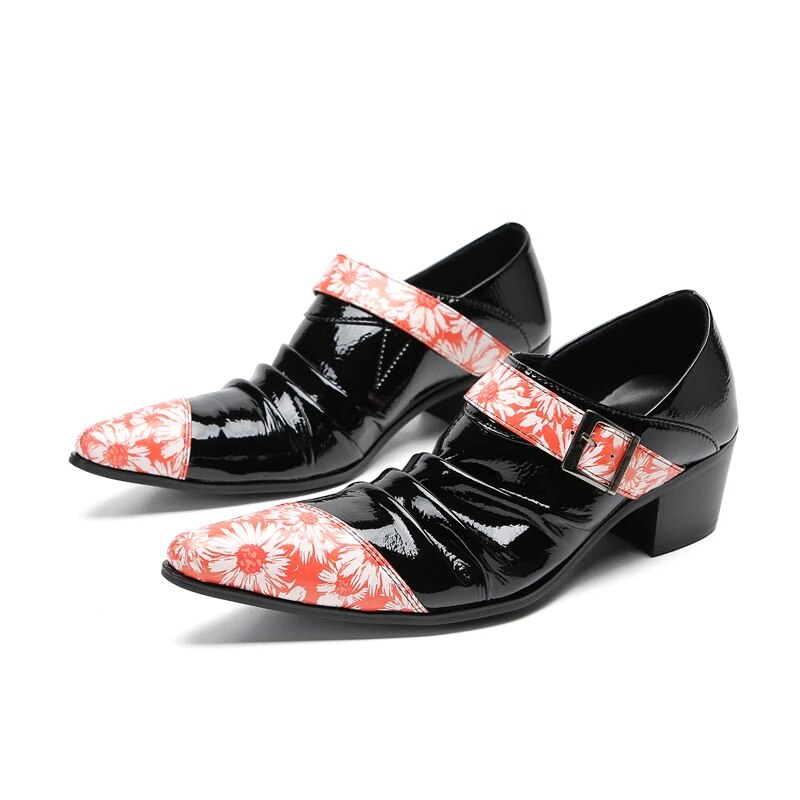 VCSHOES Leisure Pointed Toe Increase Height Wedding Shoes Big Size Patchwork Banquet Shoes Italian Leather Man Evening Shoes