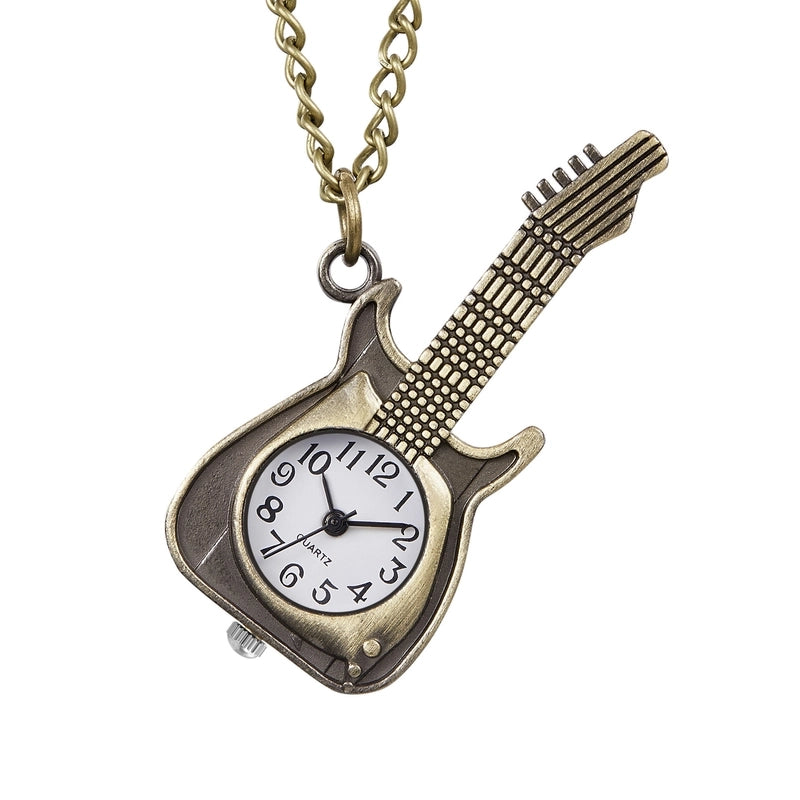 Vintage Style Guitar Bicycle Key Quartz Pocket Watch Women’s Watches