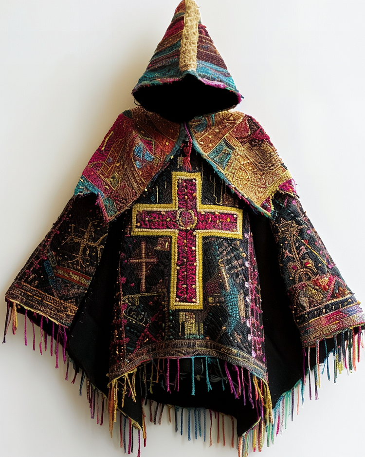 God cross embroidery long wizard cape