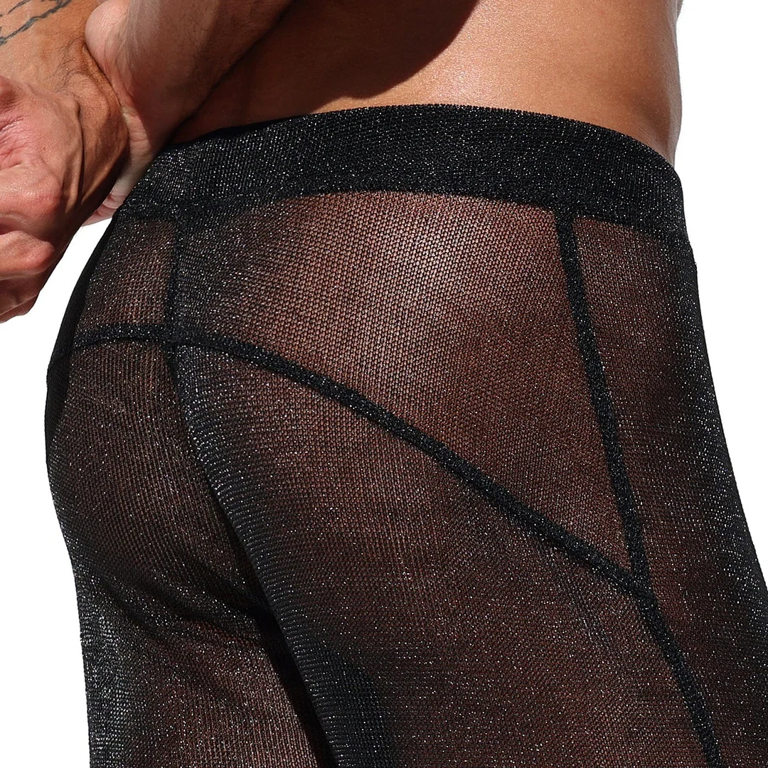 Men's Slightly See-through, Shimmering, Vertical Striped Loose-fitting Trousers-inspireuse