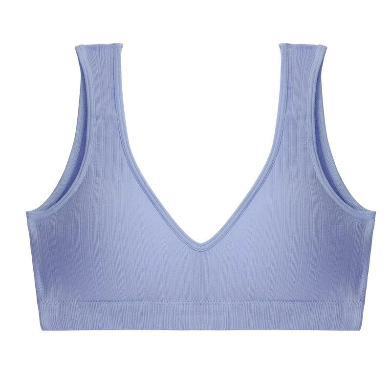 FINETOO Padded Tops Women Candy Color Bralette Ladies Deep V Tanks M-XL Sexy Backless Top Comfortable Underwear Female Lingerie