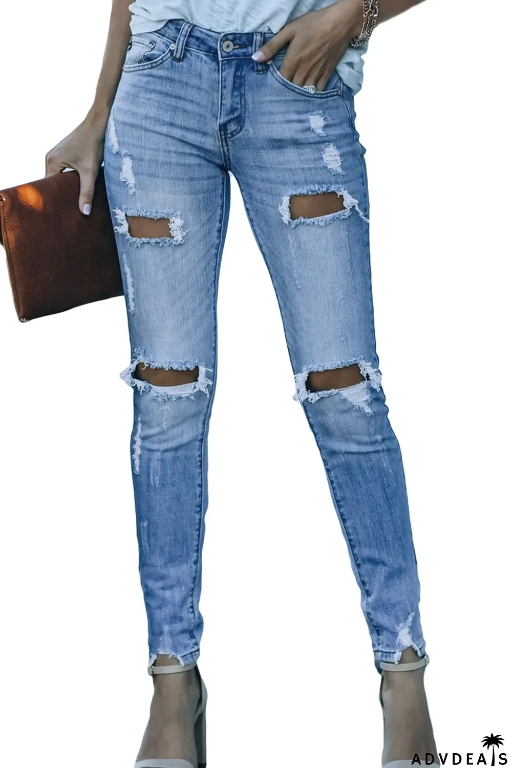 High Waist Distressed Skinny Jeans