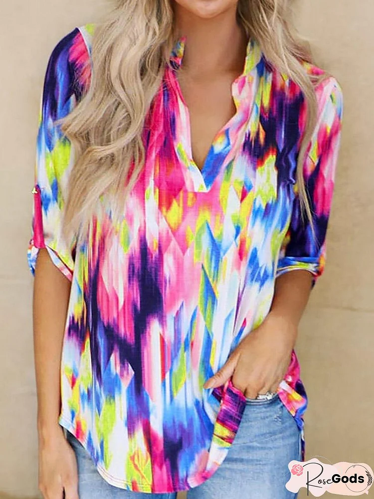 Geometric Print Hot Spring New Designer Shirts For Women