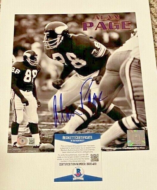 ALAN PAGE SIGNED MINNESOTA VIKING 8X10 Photo Poster painting BECKETT CERTIFIED BAS #2