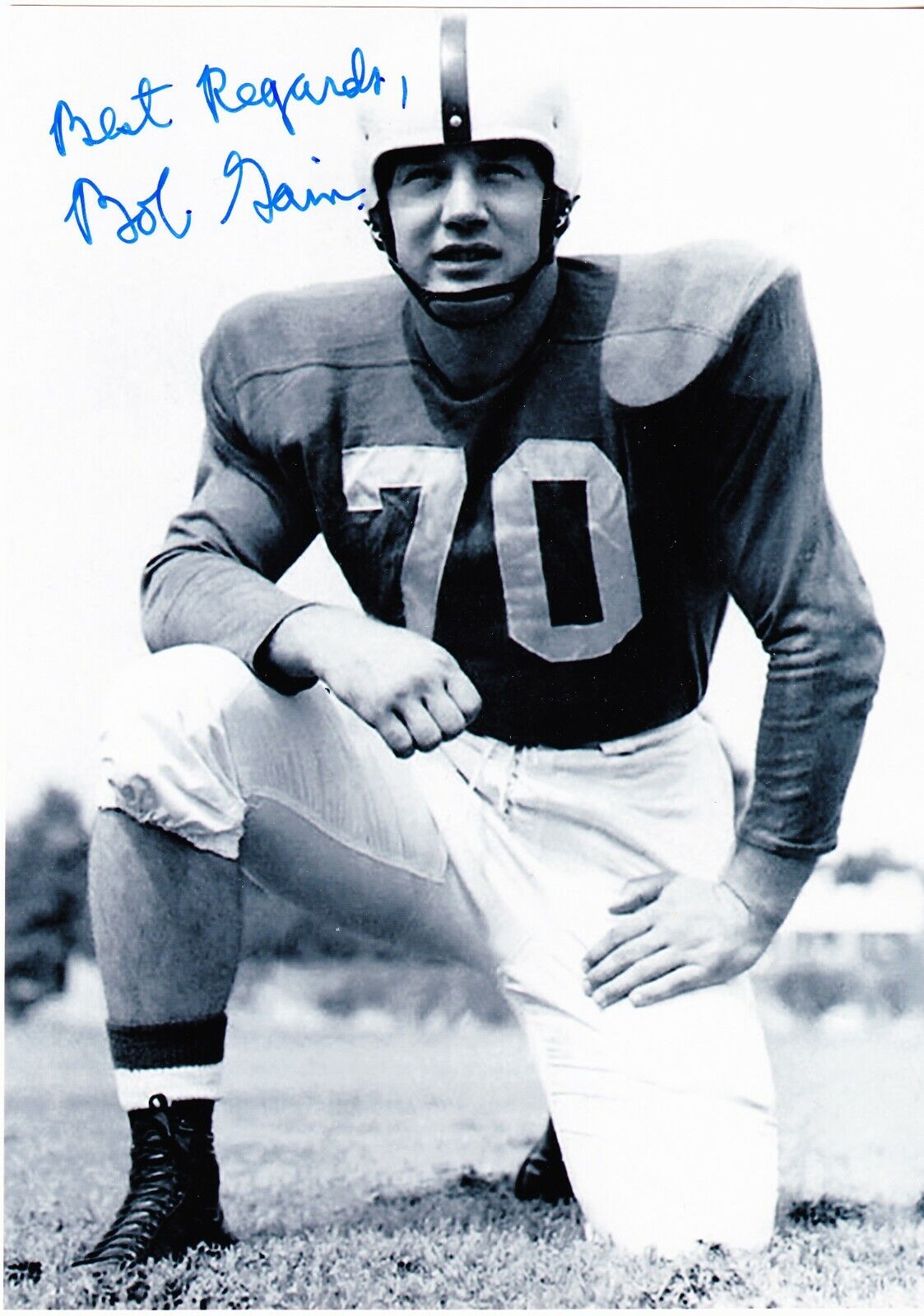 Bob Gain signed 5x7 inch Kentucky Wildcats B&W Photo Poster painting (Dec) Cleveland Browns