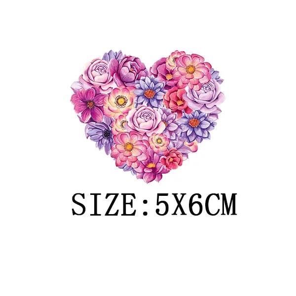 Beautiful Flowers Thermal Sticker On T-shirt DIY Washable Iron On Transfer For Clothing Funny Design Patches On Clothes Applique