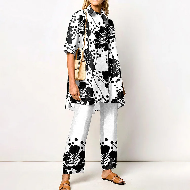 Floral Print Short Sleeve Two Piece Set