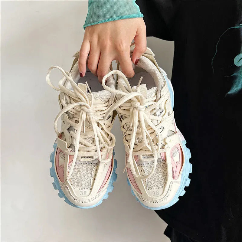 Brand Design Shoes Women 2021 Fashion Sneakers Sport Casual Trainers Ladies Pink Chunky Sneakers Zapatillas Deportivas Mujer