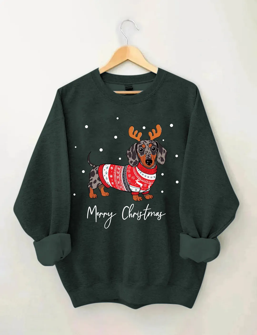 Dapple Dachshund Merry Christmas Holiday Sweatshirt