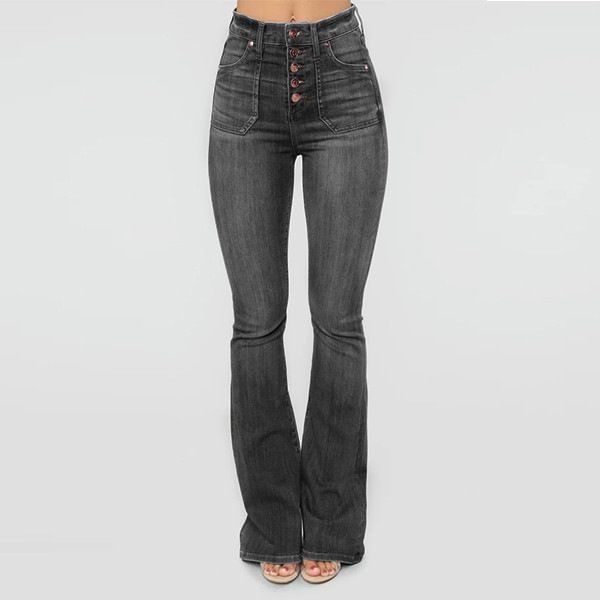 Washed Multi-button Slimmer Jeans For Women-luchamp:luchamp