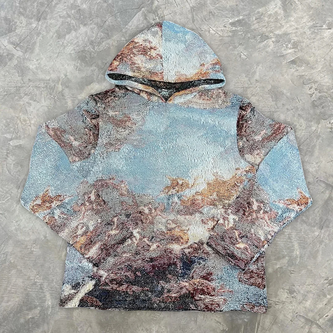 Retro Trendy Printed Casual Street Tapestry Hoodie