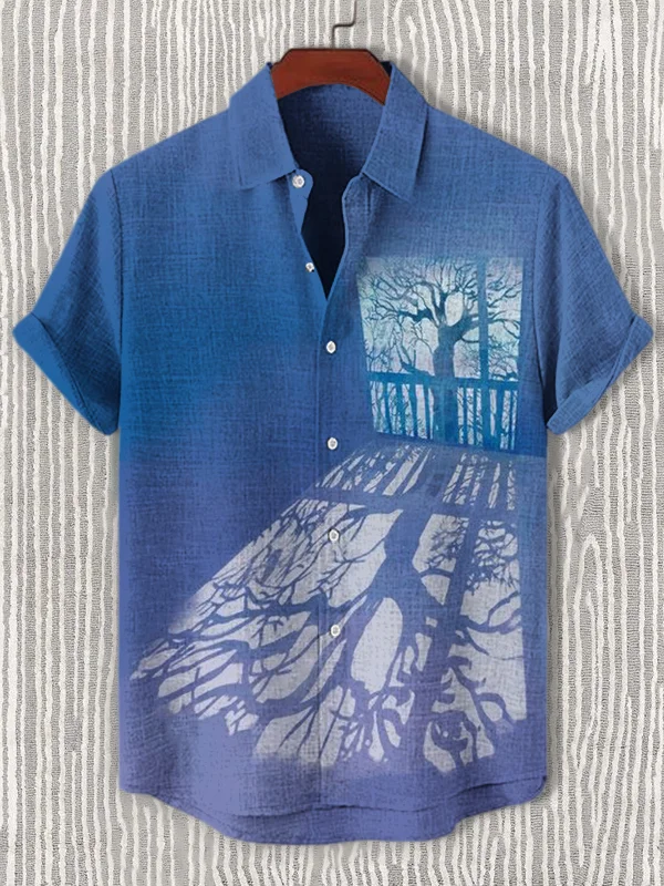 Men's Light and Shadow Art Print Short Sleeve Shirt