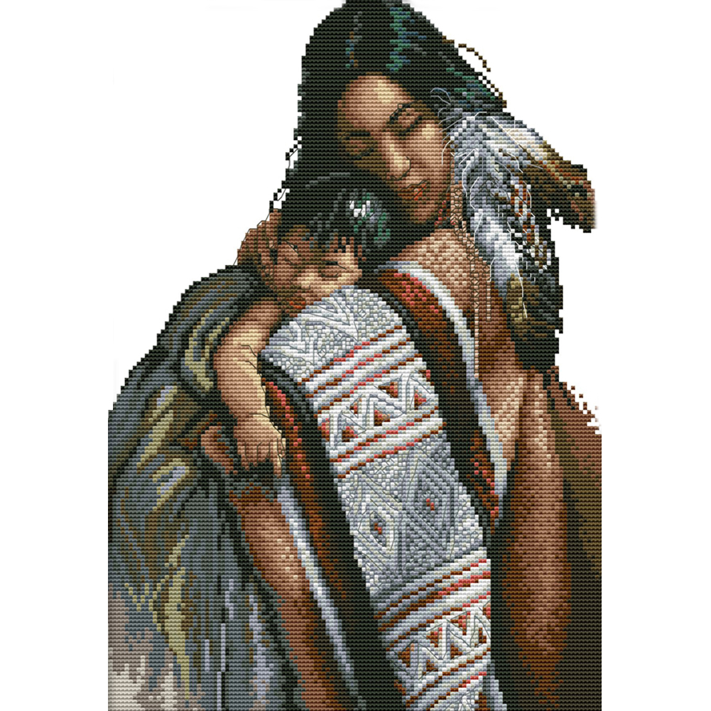 

Mother Daughter - 14CT Stamped Cross Stitch - 30*40CM, 501 Original