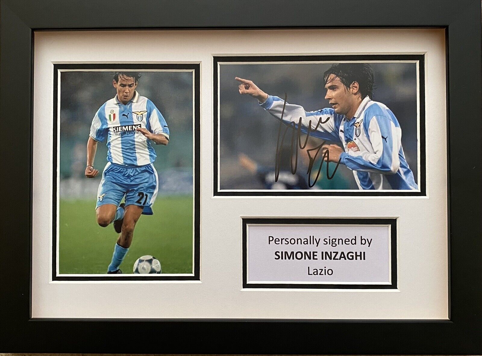 Simone Inzaghi Hand Signed Lazio Photo Poster painting In A4 Frame Display