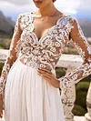 Lace Split-Joint Long Sleeves  Wedding Maxi Dress