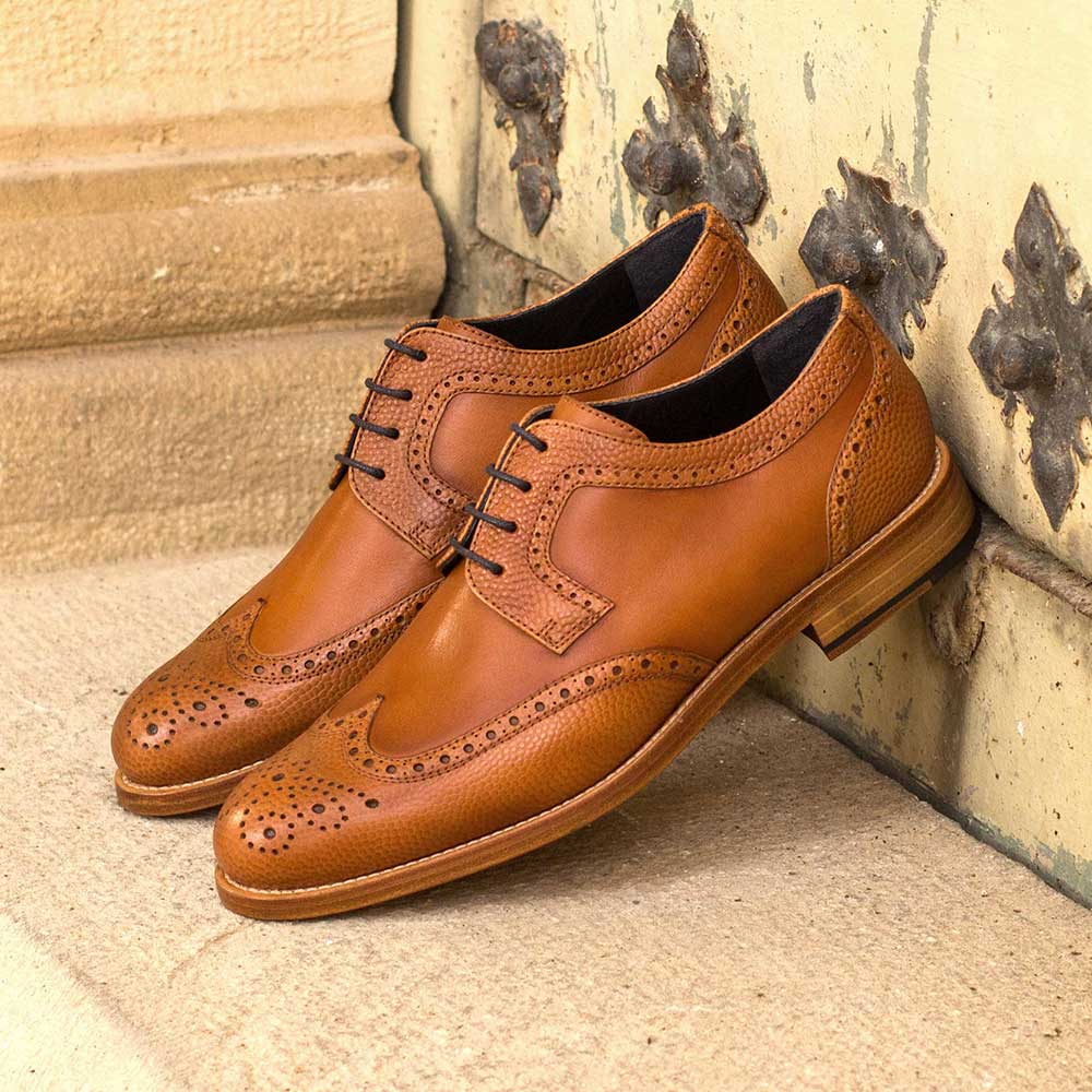 Brown Round Toe Block Heel Brogue Details Lace-Up Oxford Shoes Nicepairs