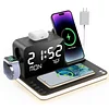 7 in 1 Charging Station with Clock, Wireless Charger with Night Light, Bluetooth TimeSync Temperature,30W Fast Charger for iPhone 15/14/13/12/11 * 2pcs & Earbuds & iWatch