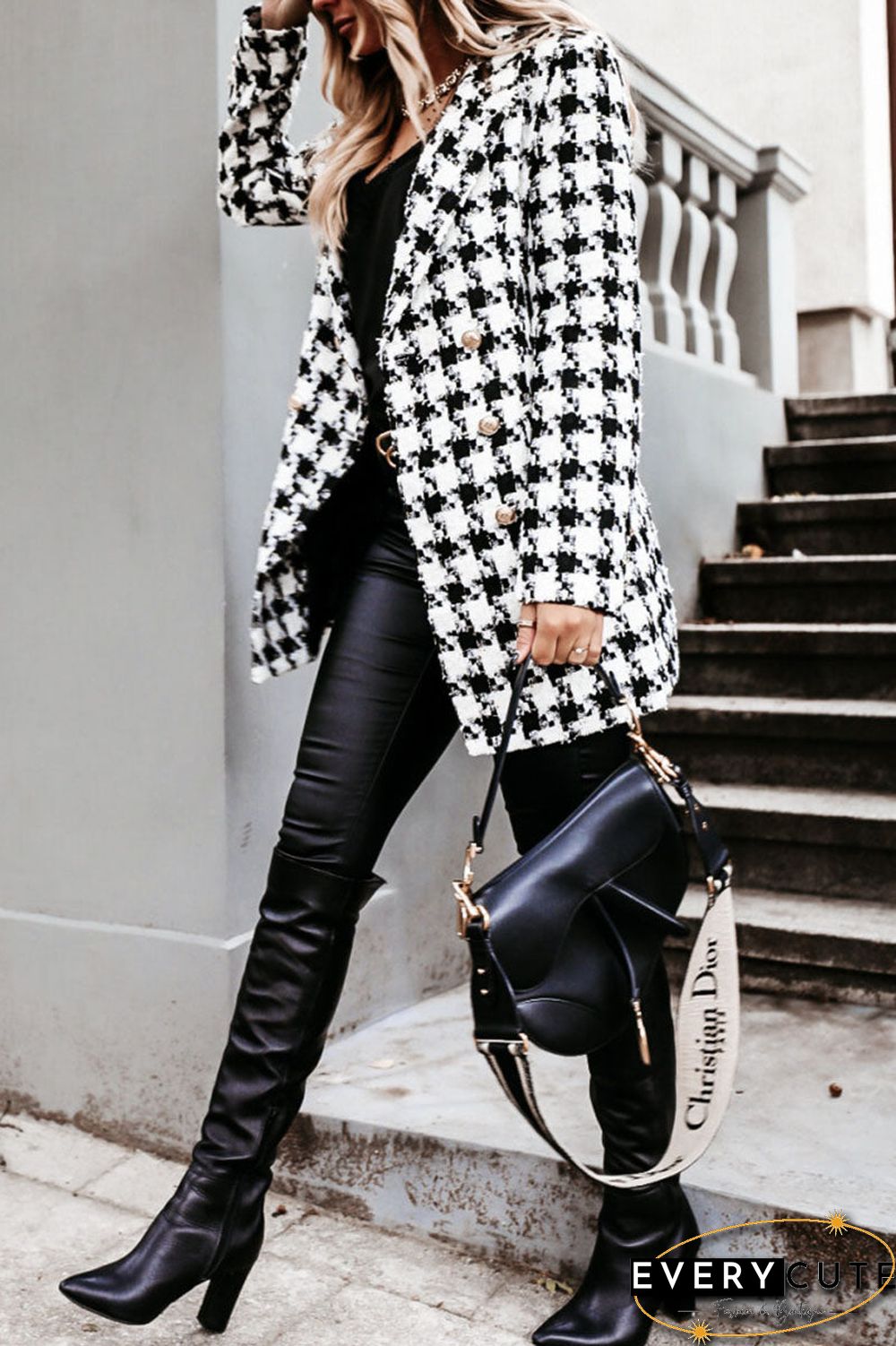 Fashion Street Plaid Turn-back Collar Outerwear(5 colors)