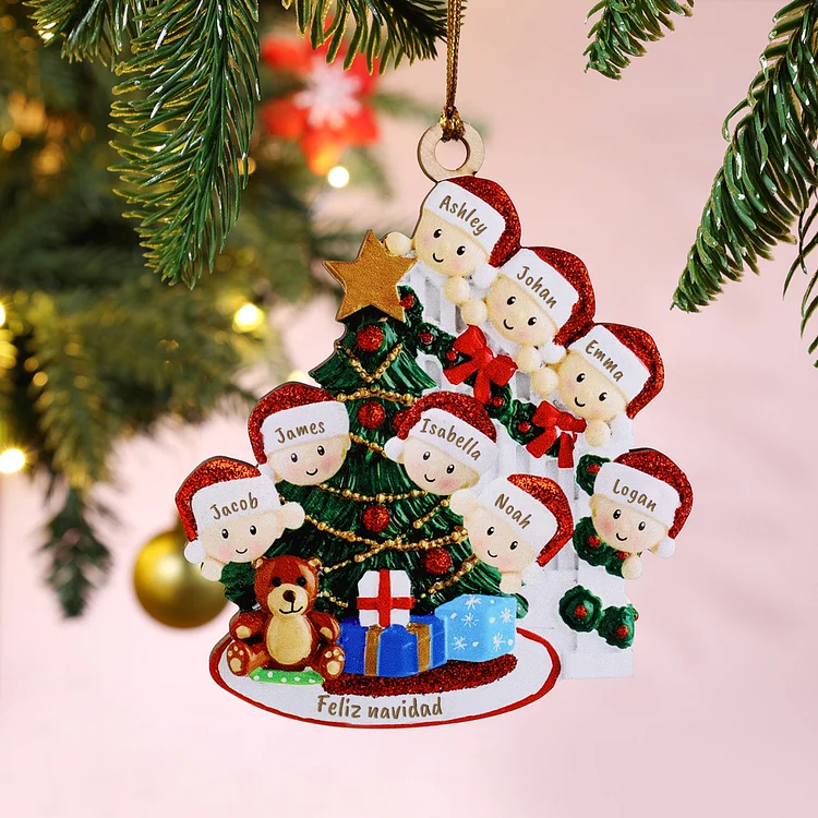 Navidad-Muñecas Ornamentos navideños 8 nombres personalizados con texto Adorno de Madera