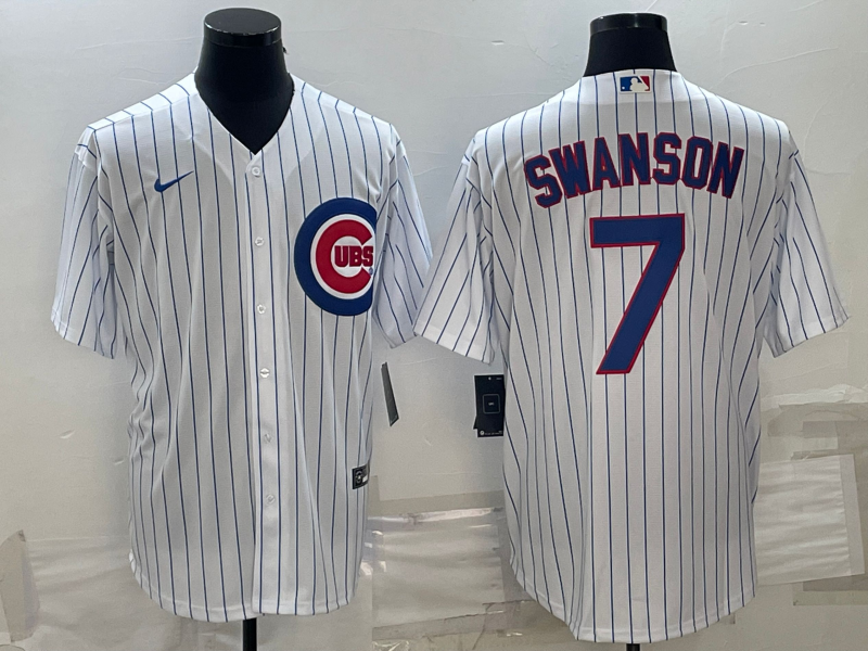 Men's Chicago Cubs Dansby Swanson White Home Replica Player Jersey mysite
