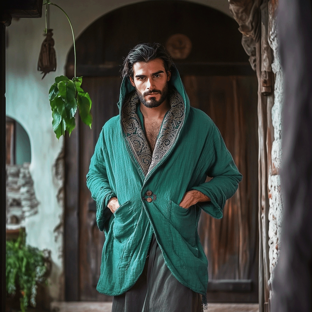 Men's Linen Hooded Jacket-inspireuse