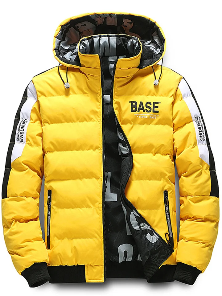 Men's Puffer Jacket Winter Jacket Quilted Jacket Winter Coat Warm Breathable Outdoor Street Daily Letter Outerwear Clothing Apparel Sporty Casual Black Yellow Khaki | 168DEAL