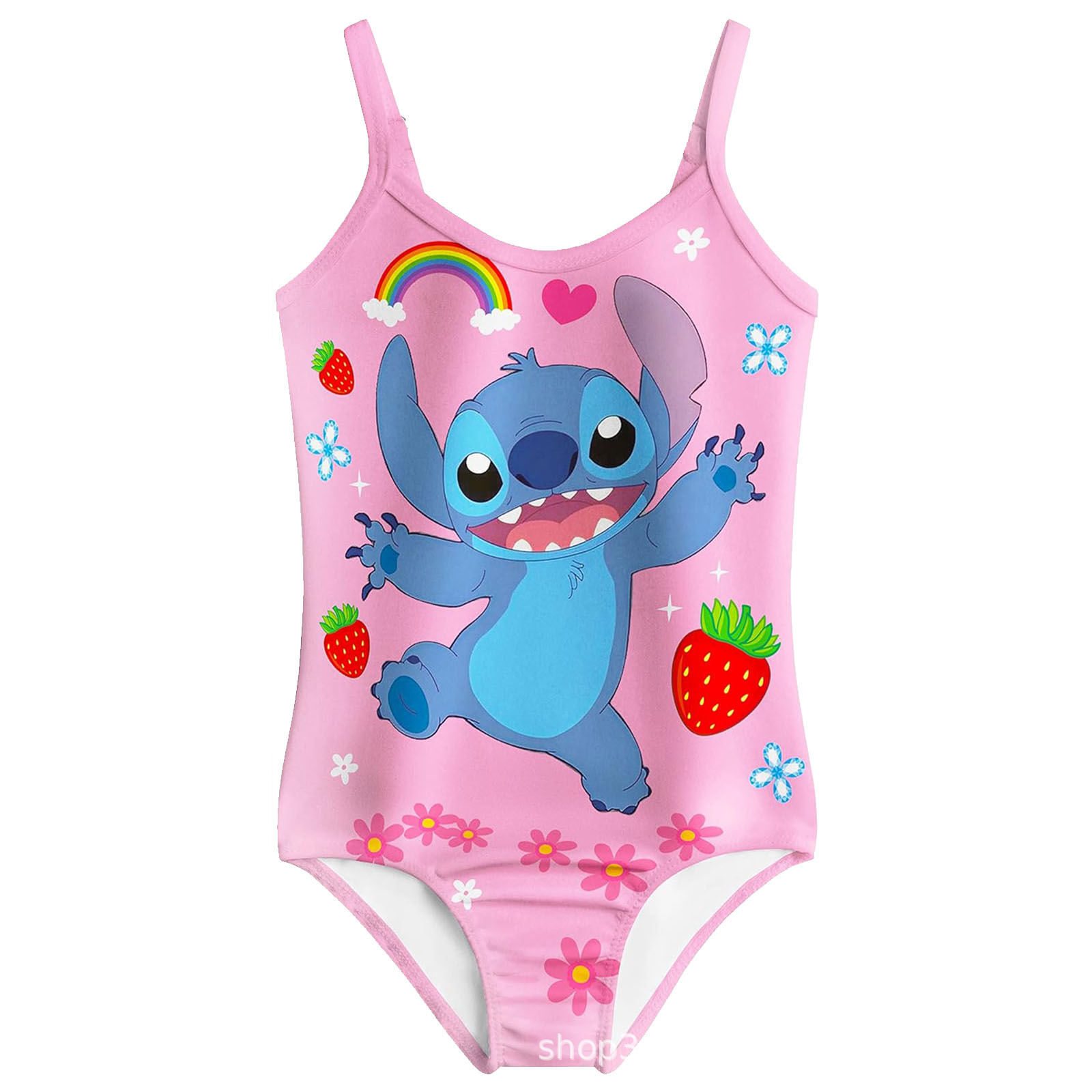 Stitch Themed Girls' One-Piece Swimsuit & Swim Cap Set - Fun Underwater Adventure -Mayoulove