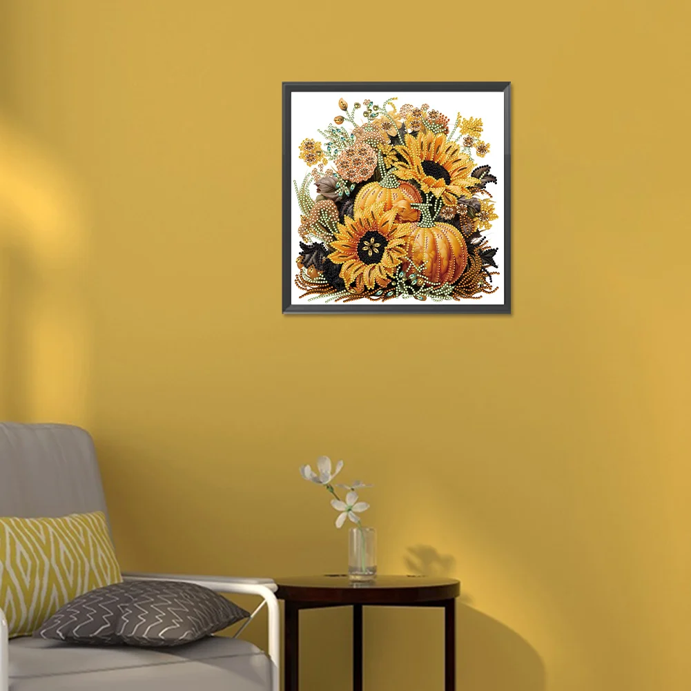 Diamond Painting - Partial Special Shaped Drill - Pumpkin Sunflower(Canvas|30*30cm)