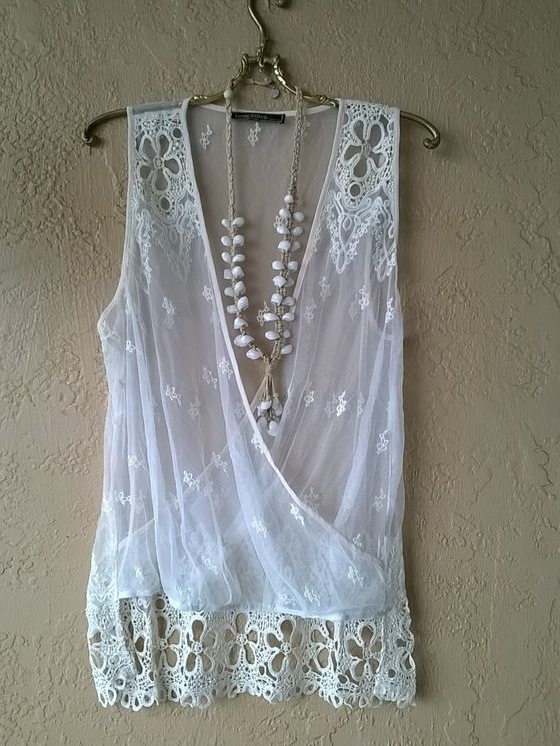 Cotton Linen Lace Flower Hollow Out Women Vest Top