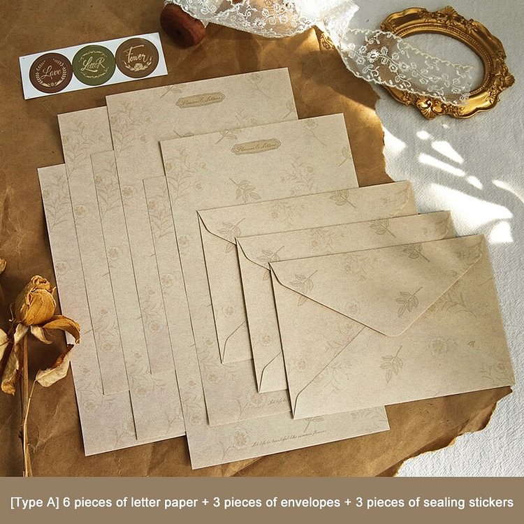 JOURNALSAY Vintage Floral Envelope Letter Paper Set Thickened Literature Art Love Letter Confession