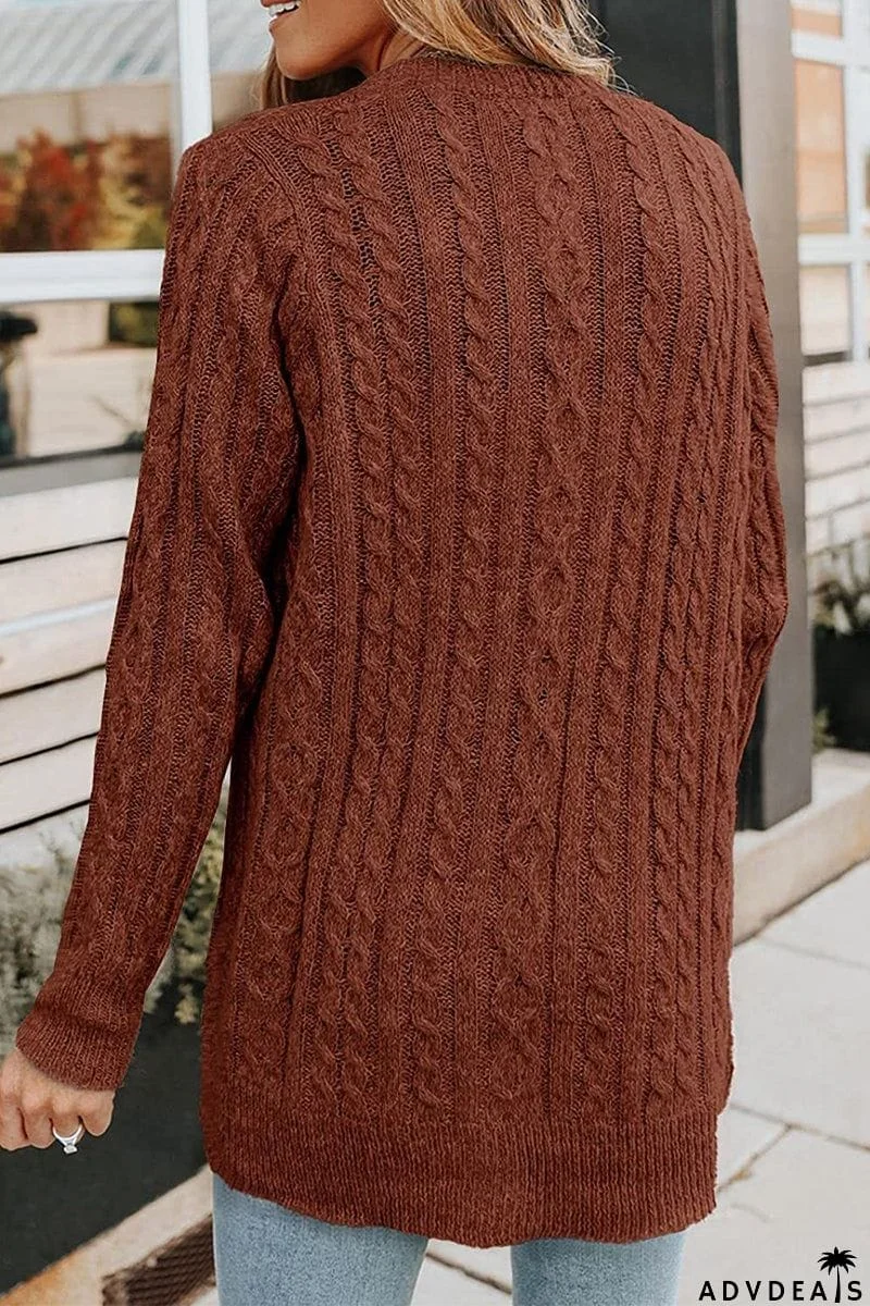 Casual Buttons Solid Color V Neck Cardigans(5 Colors)