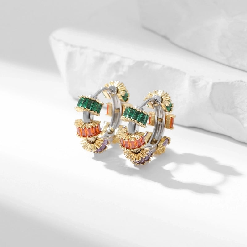 1 Pair Original Design Geometric Copper Zircon Earrings