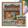 Christmas Cabin - 14CT Stamped Cross Stitch 15*17cm/5.91*6.69in