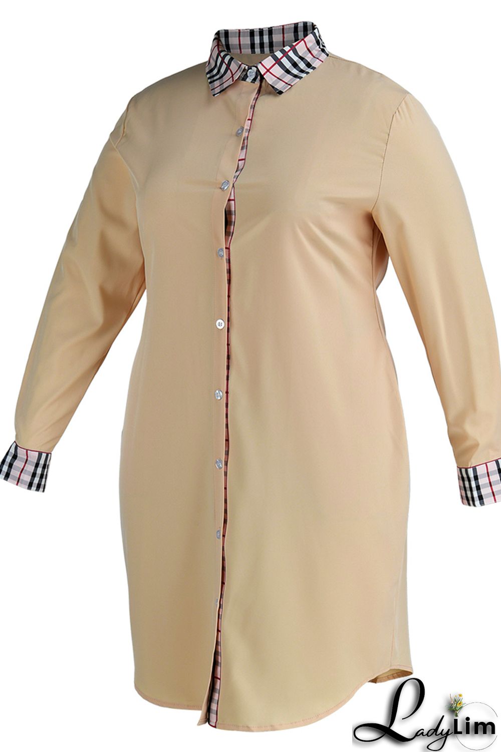 Black Fashion Casual Plus Size Print Patchwork Turndown Collar Shirt Dress