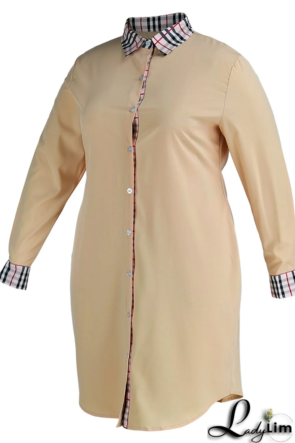 Black Fashion Casual Plus Size Print Patchwork Turndown Collar Shirt Dress