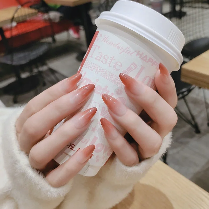 24PCS HOT NEW Removable Gradients Wear Long Paragraph Fashion Manicure Patch False Nails Best Gifts-Nail Inspo