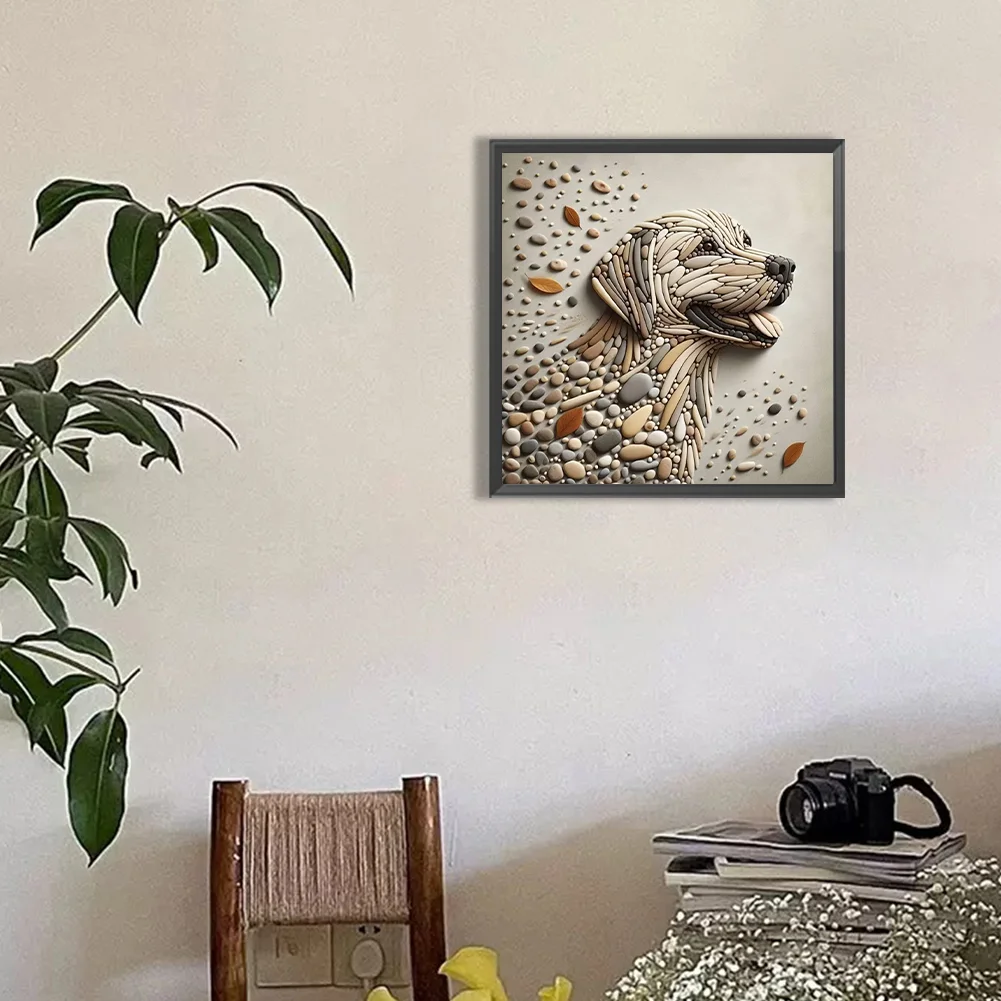 Diamond Painting - Full Round Drill - Stone Art Dog(Canvas|30*30cm)