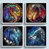 Stained Glass Dragon-Full Embroidery 3 Strands 11CT Stamped Cross Stitch-40*40CM
