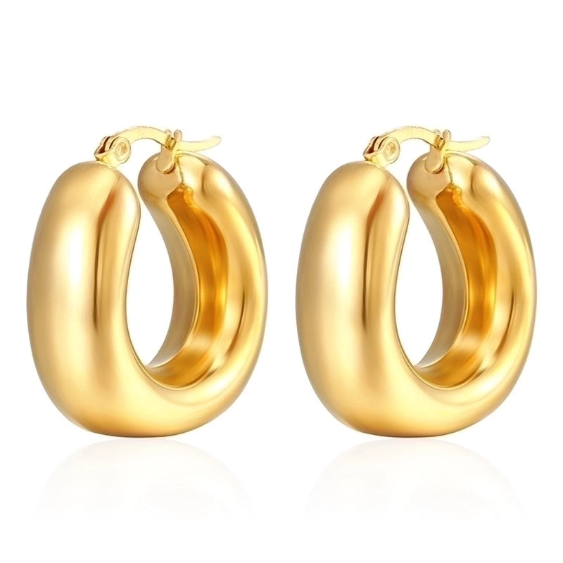 1 Pair Fashion Solid Color Plating 304 Stainless Steel 18K Gold Plated Earrings
