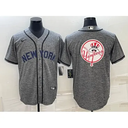 Men's New York Yankees Gray Team Big Logo Cool Base Stitched Baseball Jersey 0D7I