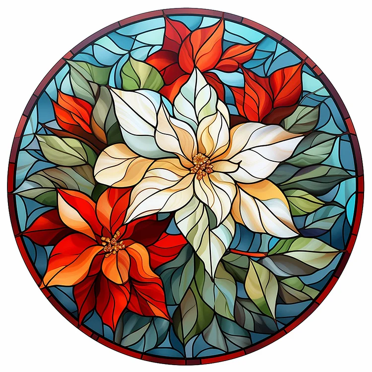 Christmas Safflower Glass Painting 30*30CM(Canvas) Full Round Drill Diamond Painting gbfke