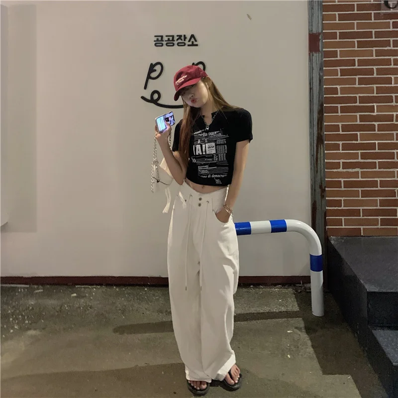 Brownm Brownm V-Neck Short-Sleeved T-Shirt Female 2024 Summer New Korean Version Slim Short Hot Girl Crop Student Top Ins